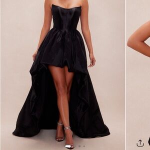 Fashion Nova Black Strapless High Low Dress